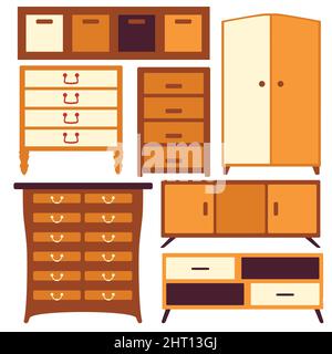 modern Furniture, cabinet collection, intrior design, vector illustration Stock Vector
