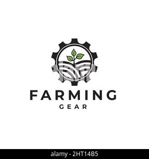 Gear illustration farm design logo, used for agricultural companies, design template Stock Vector