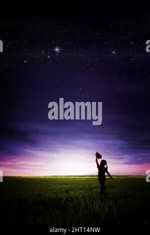 Girl Flying Paper Airplane Stock Photo - Alamy