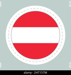 Sticker ball with flag of Austria. Round sphere, template icon. Austrian national symbol. Glossy realistic ball, 3D abstract vector illustration. Big Stock Vector
