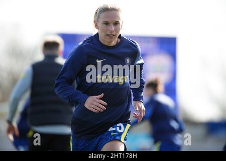 London, UK. 26th Feb, 2022. London, England, February 26th 2 Jonna Andersson (25 Chelsea) prior to the Vitality Womens FA Cup game between Chelsea and Leicester City at Kingsmeadow in London, England. Liam Asman/SPP Credit: SPP Sport Press Photo. /Alamy Live News Stock Photo