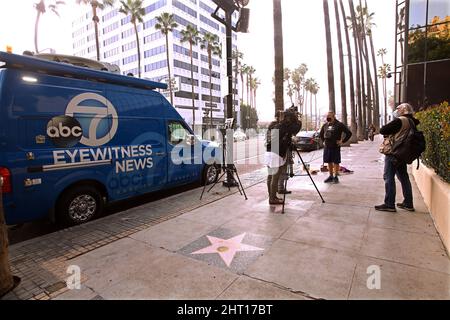Eyewitness News Channel 7 conducts interview on Hollywood Boulevard Stock Photo