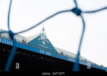 A view of the Sheffield Wednesday clock face inside Hillsborough Stadium, Home Stadium of Sheffield Wednesday Stock Photo