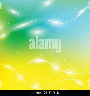 Abstract colorful background with light lines, stars, gradient waves, geometric shapes, dynamical forms. Design for poster, banner, card. Vector Stock Vector