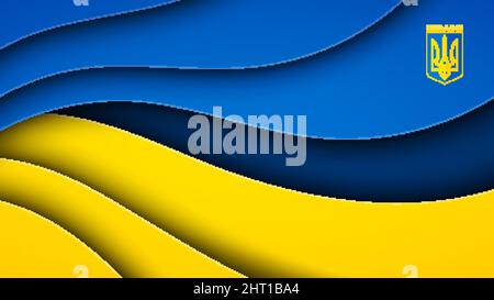 Ukrainian wavy blue and yellow background. Vector illustration of abstract flag and national symbol of Ukraine for your design Stock Vector