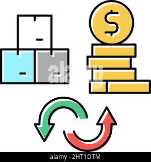 goods to money converter color icon vector illustration Stock Vector