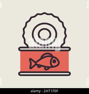 Fish preserves flat icon. Farm animal sign. Graph symbol for your web site design, logo, app, UI. Vector illustration Stock Vector