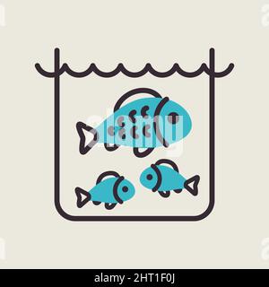 Fish in a pond or aquarium icon. Farm animal sign. Graph symbol for your web site design, logo, app, UI. Vector illustration Stock Vector