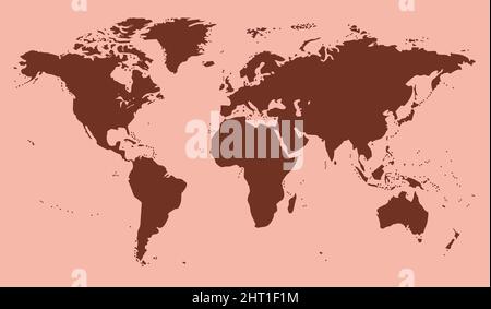 Map of the World on a red background. Vector Illustration. Stock Vector