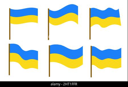 Set of Ukraine waving flag on isolated background vector illustration Stock Vector