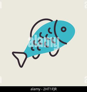 Fish flat icon. Farm animal sign. Graph symbol for your web site design, logo, app, UI. Vector illustration Stock Vector