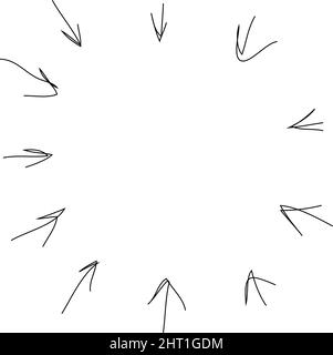 arrows frame pointing in center circle firework Stock Vector