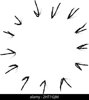 arrows frame pointing in center circle firework Stock Vector