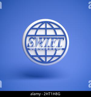 3d Logo of the executor of financial transaction between banks S.W.I.F.T. (Society for Worldwide Interbank Financial Telecommunication) hovering over Stock Photo