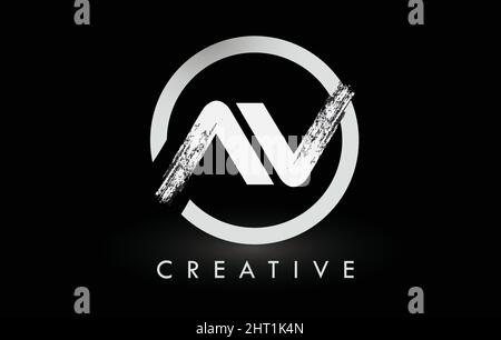 AV Brush Letter Logo Design with Black Circle. Creative Brushed Letters  Icon Logo Stock Vector Image & Art - Alamy