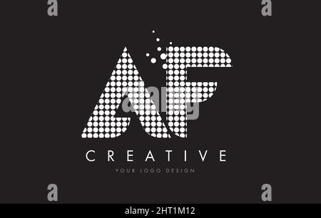 AF A F Dots Letter Logo Design White Magenta Bubble Circles and Swoosh Stock Vector