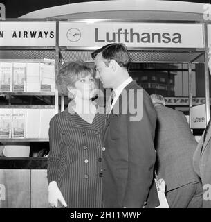 Actress Kim Novak and her husband Richard Johnson at LAP. 3rd June 1965. Stock Photo