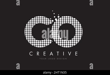 CO C O Dots Letter Logo Design White Magenta Bubble Circles and Swoosh Stock Vector