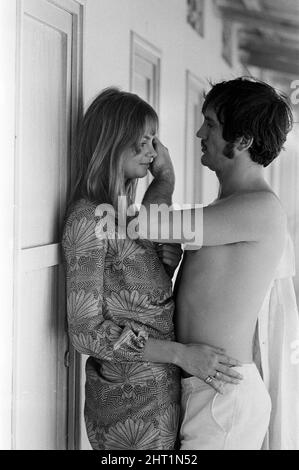 Jean Shrimpton and Terence Stamp in Italy.  August 1966. Stock Photo