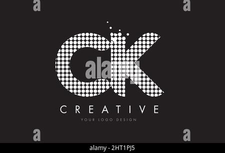 CK C K Dots Letter Logo Design White Magenta Bubble Circles and Swoosh Stock Vector