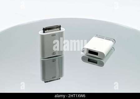 Vintage dock connector USB for Apple devices. Iphone, Ipad, Ipod. Stock Photo