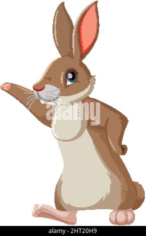 Brown bunny standing alone illustration Stock Vector