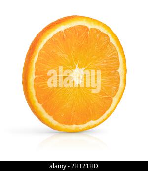 Orange fruit slice isolated on white background with clipping path. Stock Photo