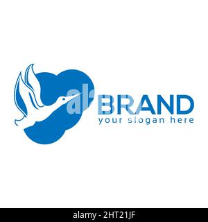 Cloud goose logo vector. Flat design. Vector Illustration on white background Stock Vector
