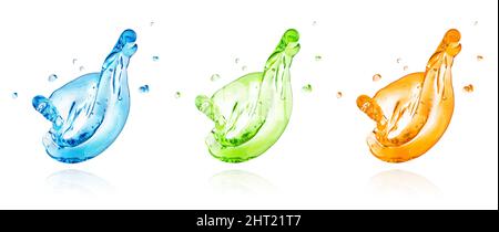 Set of colorful splashes isolated on white background. Stock Photo