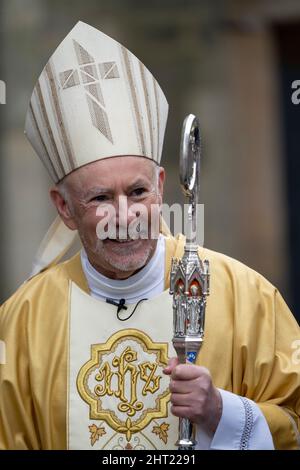 The Most Reverend William Nolan with the Bishop's Crook after he was installed as the new Roman Catholic Archbishop of Glasgow during his enthronement ceremony at St Andrew's Cathedral, Glasgow. Picture date: Saturday February 26, 2022. Stock Photo