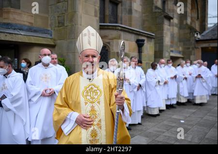 The Most Reverend William Nolan after he was installed as the new Roman Catholic Archbishop of Glasgow during his enthronement ceremony at St Andrew's Cathedral, Glasgow. Picture date: Saturday February 26, 2022. Stock Photo