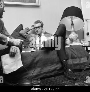 Bamber Gascoigne, TV personality and his wife Christina at home on Notting Hill, London. 15th September 1965. Stock Photo