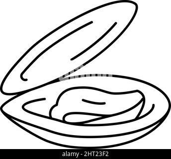 opened shell mussel line icon vector illustration Stock Vector