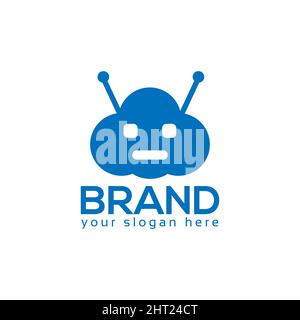 Cloud robot logo vector. Flat design. Vector Illustration on white background Stock Vector