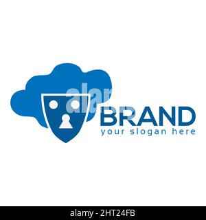 Cloud protections logo vector. Flat design. Vector Illustration on white background Stock Vector