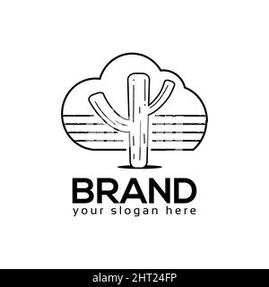 Cactus and barbed wire logo vector. Flat design. Vector Illustration on white background Stock Vector