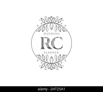 RC Initials letter Wedding monogram logos collection, hand drawn modern minimalistic and floral templates for Invitation cards, Save the Date, elegant Stock Vector