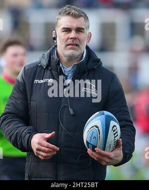 NEWCASTLE UPON TYNE, FEB 26TH Newcastle Falcons coach Nick Easter during the Gallagher Premiership match between Newcastle Falcons and Bath Rugby at Kingston Park, Newcastle on Saturday 26th February 2022. (Credit: Michael Driver | MI News) Credit: MI News & Sport /Alamy Live News Stock Photo