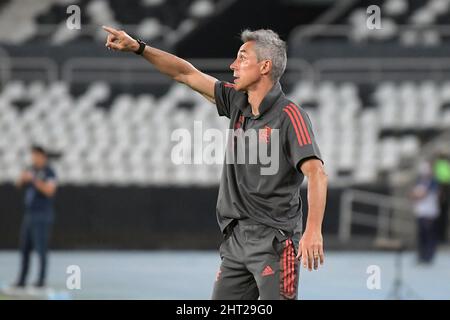 Rio de Janeiro,Brazil,February 23, 2022.Football coach Paulo Souza of flamengo's team, during the game against Botafogo for the Carioca championship a Stock Photo