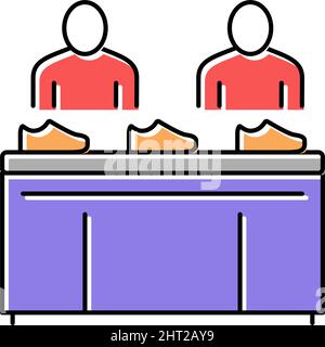 shoe conveyor control workers color icon vector illustration Stock ...
