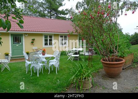 Garden environment with patio Stock Photo