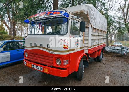 Madrid, Spain. 26th Feb, 2022. Ebro D150 is exhibited during the Madrid International Classic Vehicle Show held at Ifema from February 25 to 27. Credit: SOPA Images Limited/Alamy Live News Stock Photo