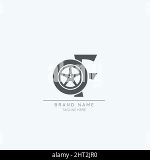 letter F tire logo design vector icon Stock Vector