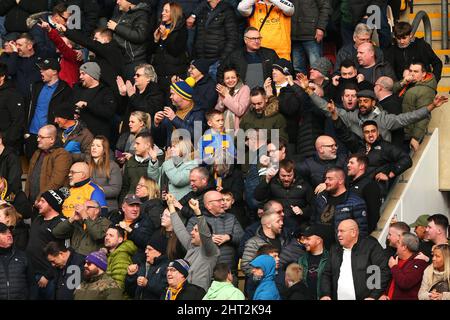 Mansfield fans celebrate their second goal during the Sky Bet League Two match at Utilita Energy Stadium, Bradford. Picture date: Saturday February 26, 2022. Stock Photo