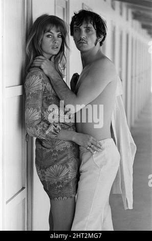 Jean Shrimpton and Terence Stamp in Italy.  August 1966. Stock Photo