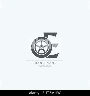 letter E tire logo design vector icon Stock Vector