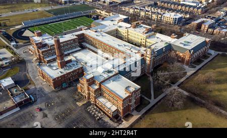 Aerial view of Lane Tech College campus. Chicago, Illinois, United ...