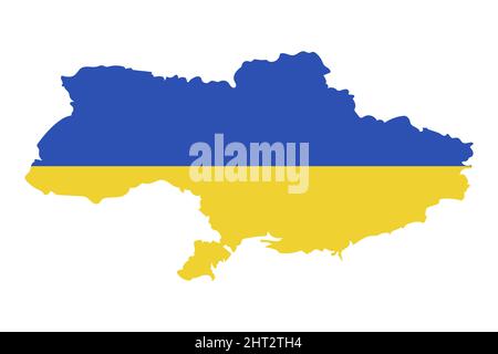 Ukraine map colored in National Flag isolated on white. Vector illustrations Stock Vector
