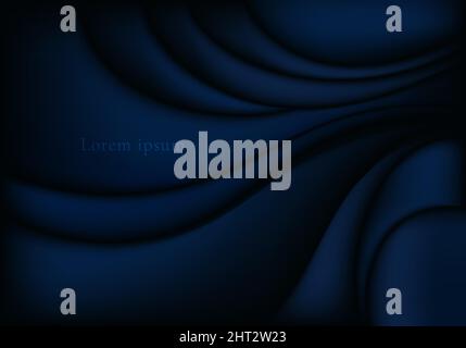 Abstract satin fabric folds or fluid wave blue background texture luxury material. Vector illustration Stock Vector