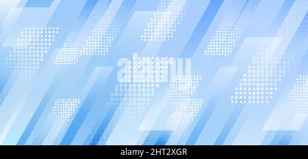 Abstract blue diagonal stripes geometric with halftone effect background. Vector illustration Stock Vector